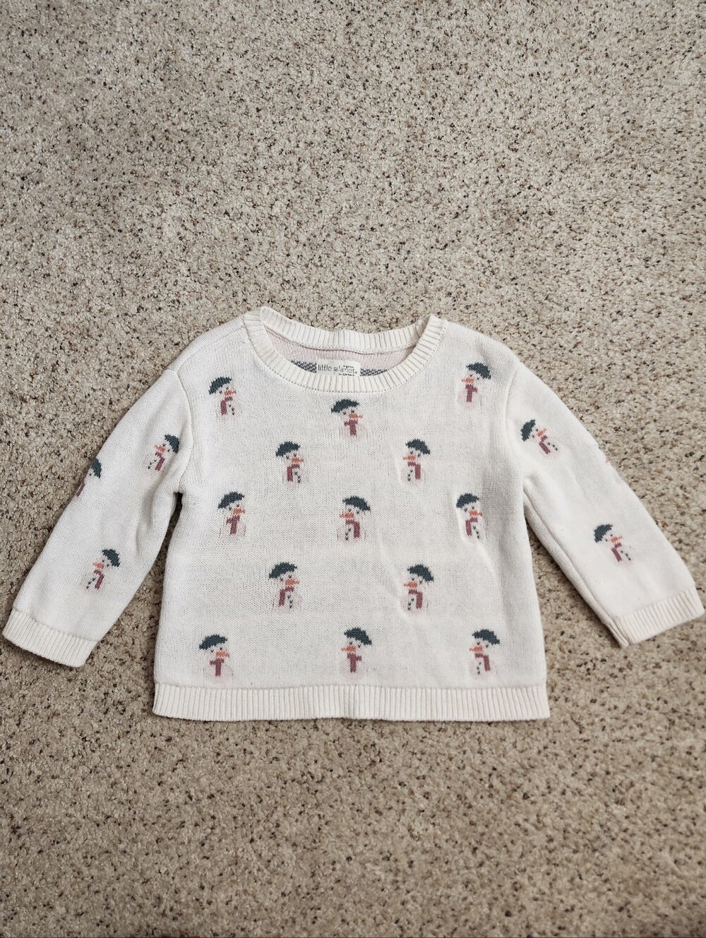 🎀⛄️ Snowman Knit Light Pink Sweater